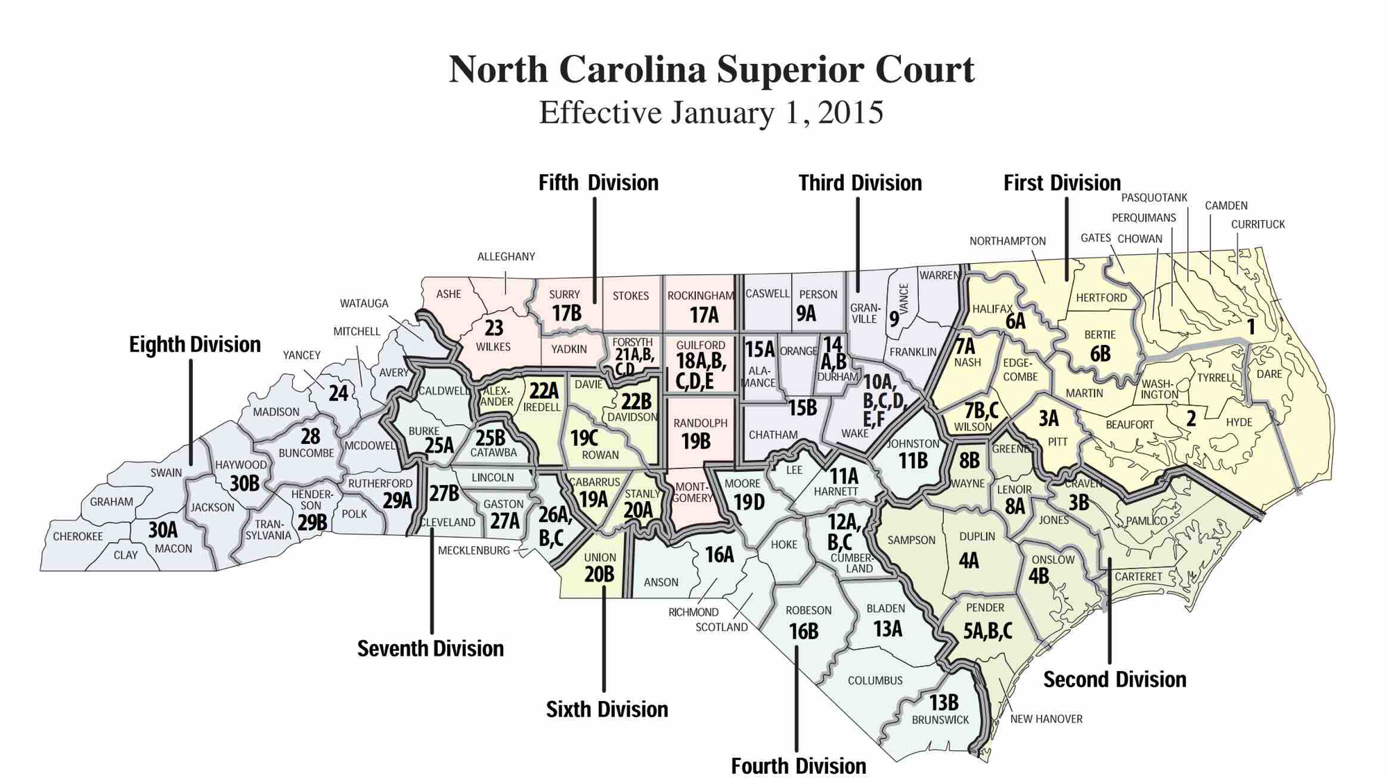 N.C. Superior Court divisions map